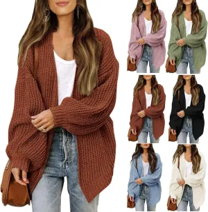 Chunky Cardigan Sweaters for Women Long Sleeve Open Front Cardigan Oversized Knit Sweaters with Pockets