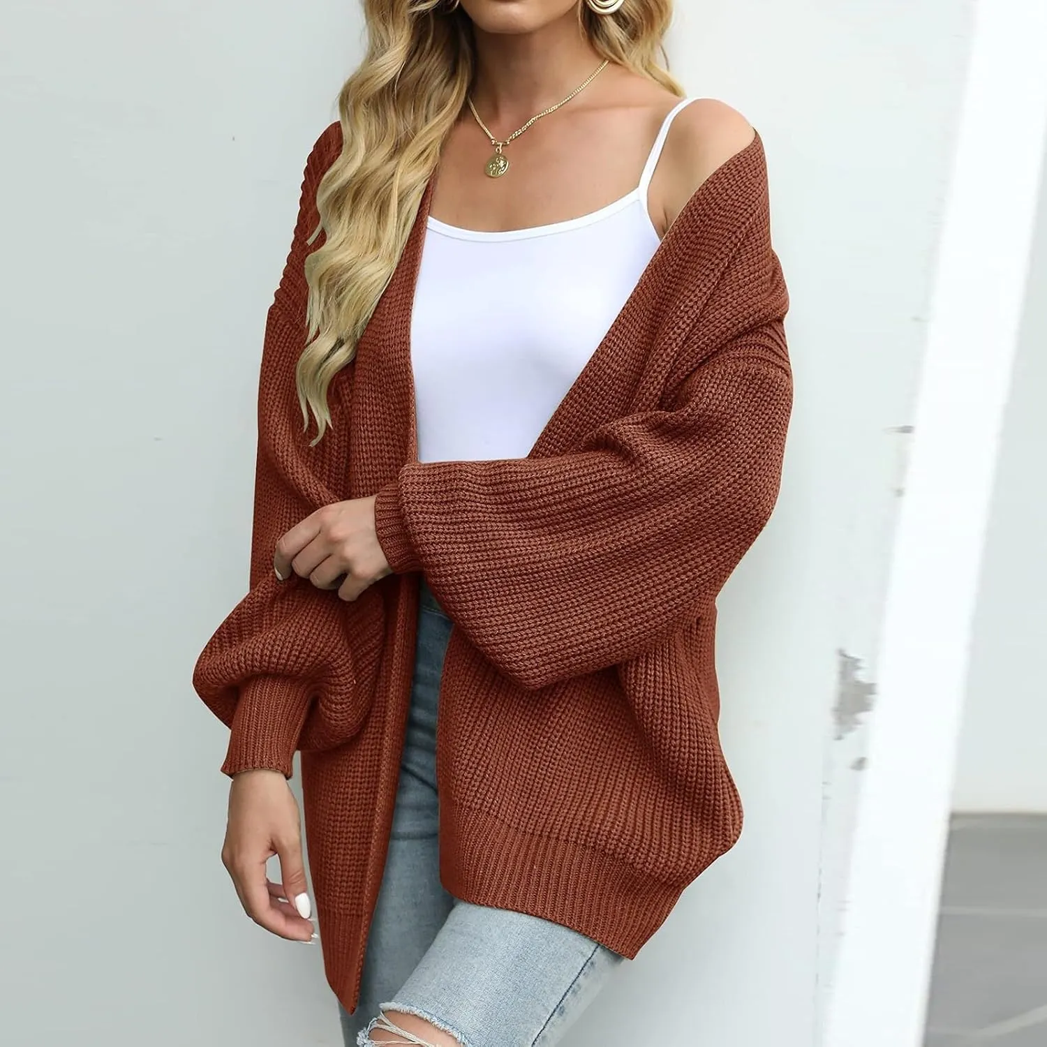 Chunky Cardigan Sweaters for Women Long Sleeve Open Front Cardigan Oversized Knit Sweaters with Pockets