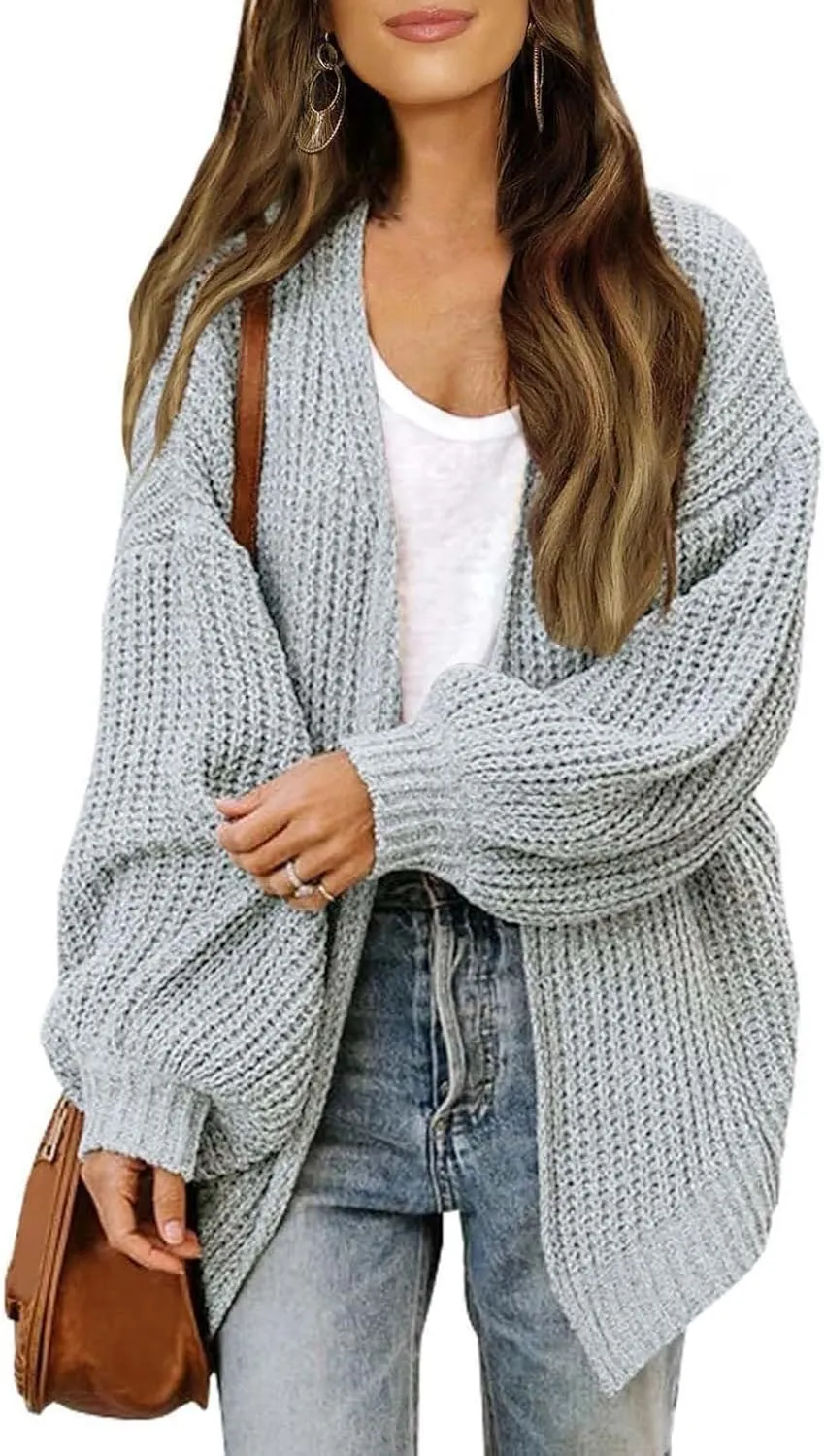 Chunky Cardigan Sweaters for Women Long Sleeve Open Front Cardigan Oversized Knit Sweaters with Pockets