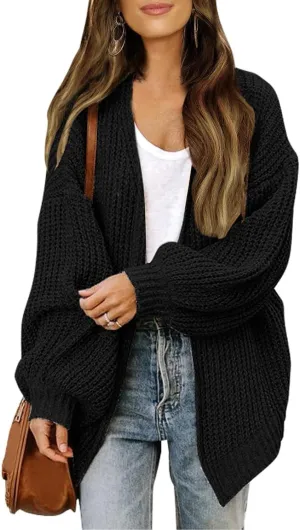 Chunky Cardigan Sweaters for Women Long Sleeve Open Front Cardigan Oversized Knit Sweaters with Pockets