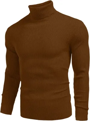 Chunky Knit Sweaters for Men Long Sleeve High Neck Classic Pullover Stretchy Winter Fashion Thermal Sweaters
