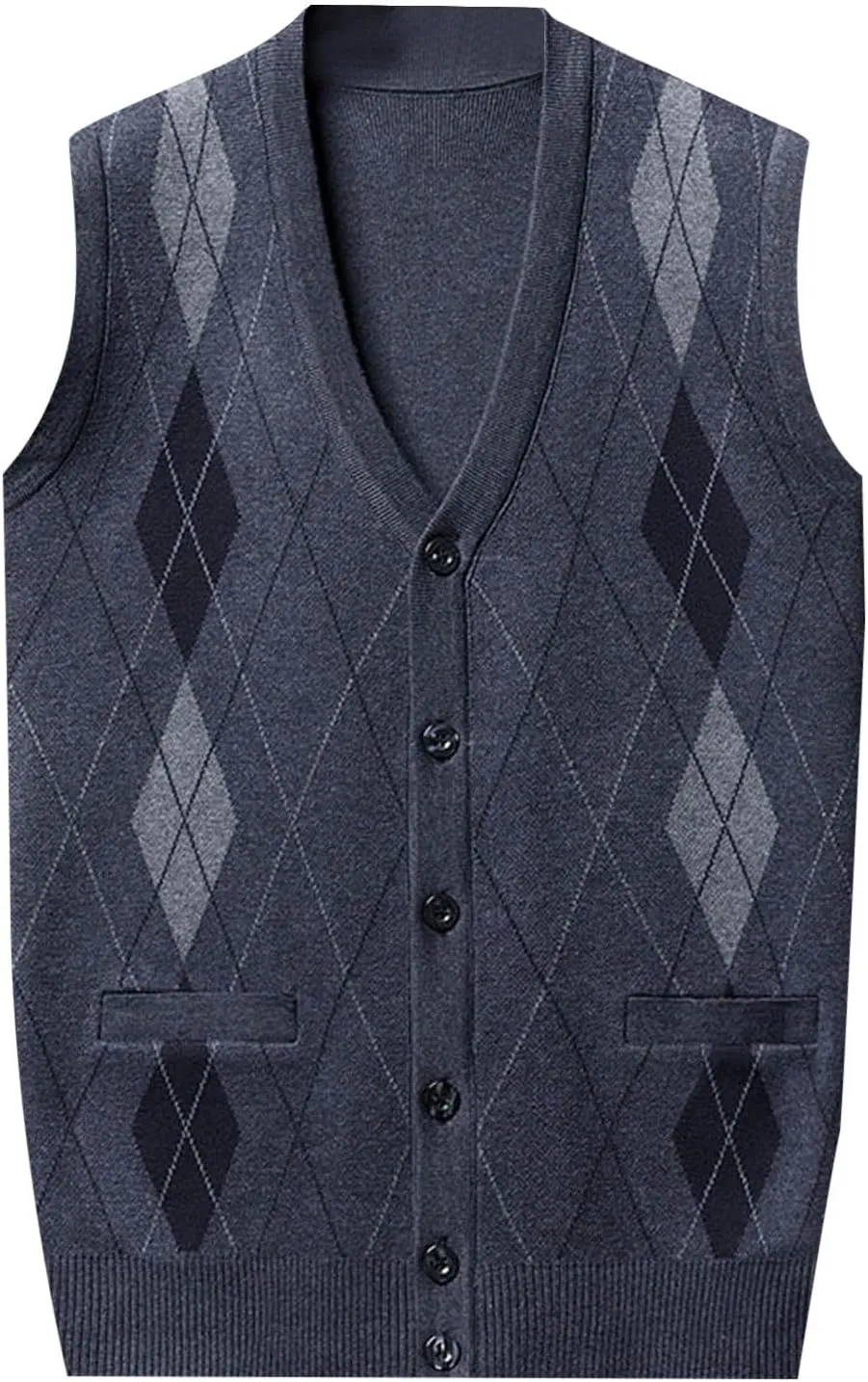Chunky Knit Sweaters for Men Sleeveless V Neck Knit Jumper Pullover Soft Casual Fall Fashion Pullover Top