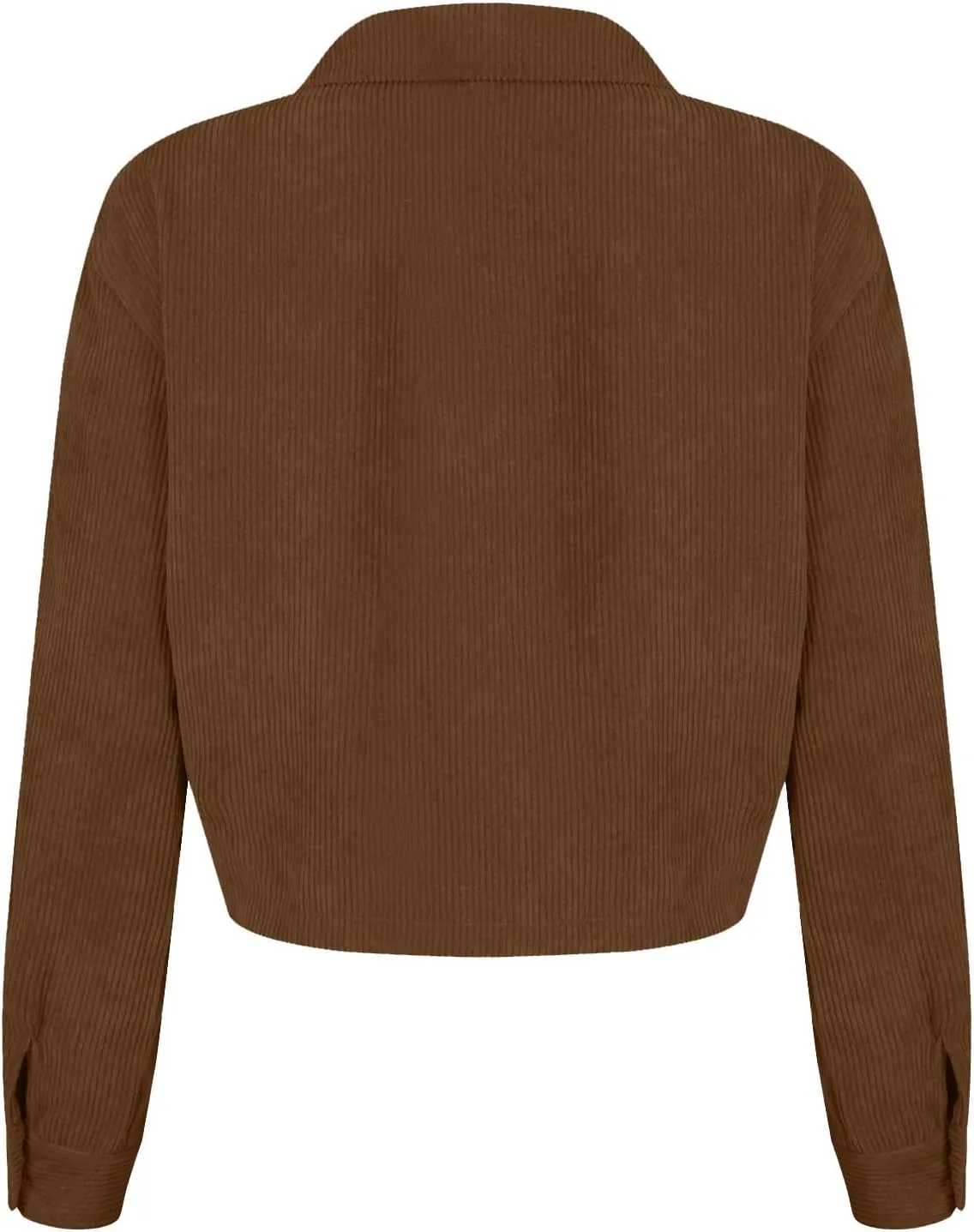 Corduroy Jacket Women Trendy Button Down Shacket Cropped Jacket Soft Long Sleeve Fall Outerwear with Pockets