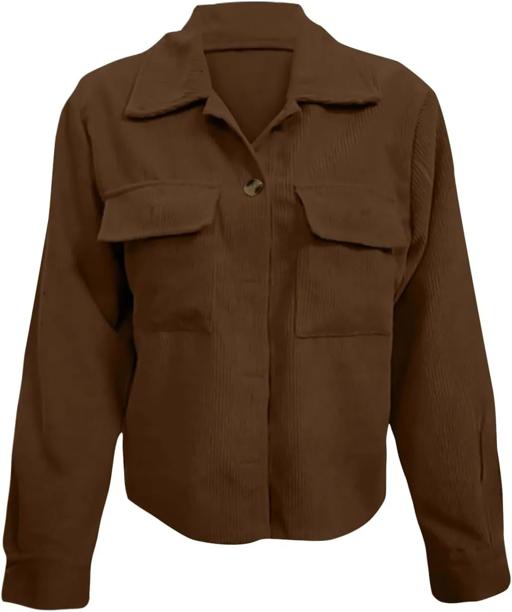 Corduroy Jacket Women Trendy Button Down Shacket Cropped Jacket Soft Long Sleeve Fall Outerwear with Pockets
