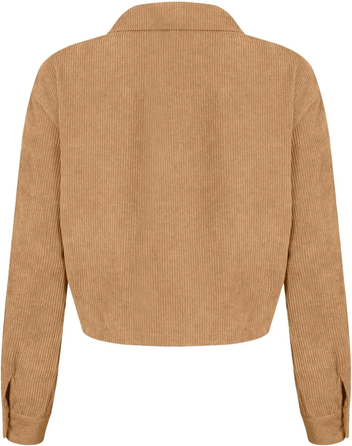 Corduroy Jacket Women Trendy Button Down Shacket Cropped Jacket Soft Long Sleeve Fall Outerwear with Pockets