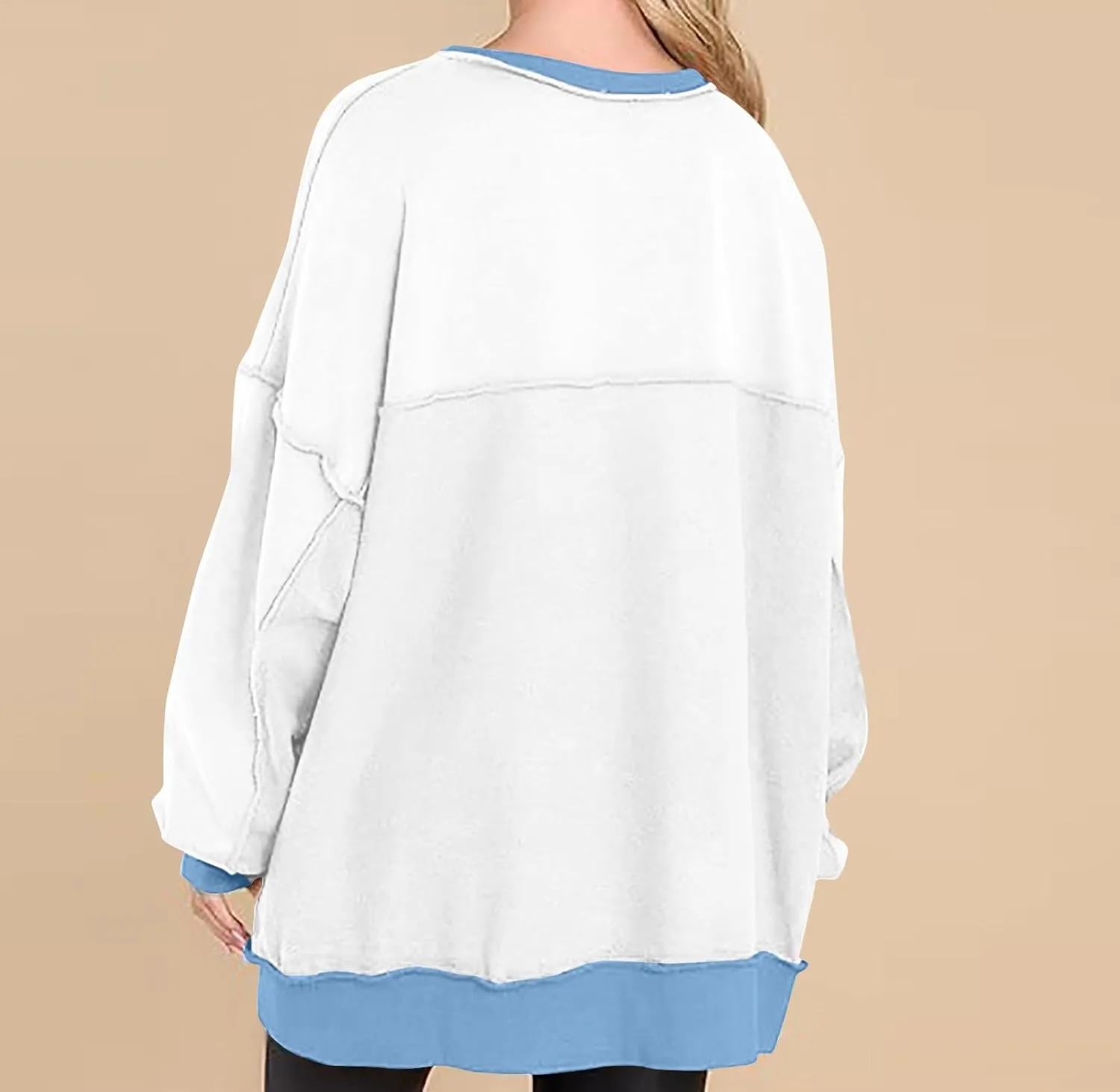 Crewneck Sweatshirts for Women Soft Long Sleeve Pullover Tops Lightweight Womens Sweatshirts Loose Fit Splicing Top