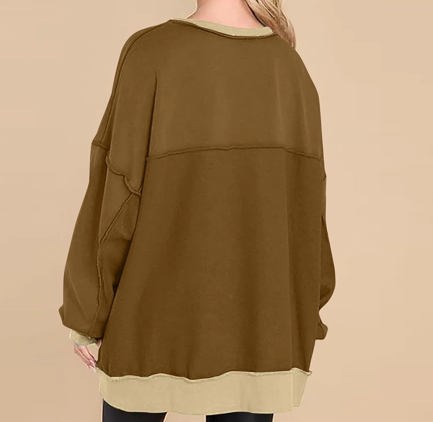 Crewneck Sweatshirts for Women Soft Long Sleeve Pullover Tops Lightweight Womens Sweatshirts Loose Fit Splicing Top
