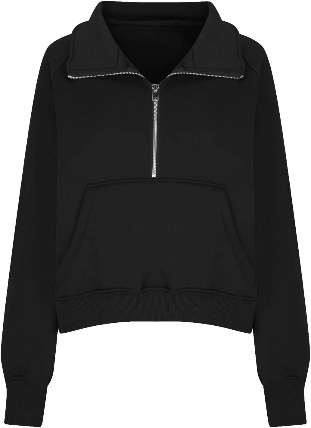 Cropped Sweatshirts for Women Half Zip Preppy Sweatshirt Fleece Lightweight Sweatshirts with Pockets Batwing Sweaters