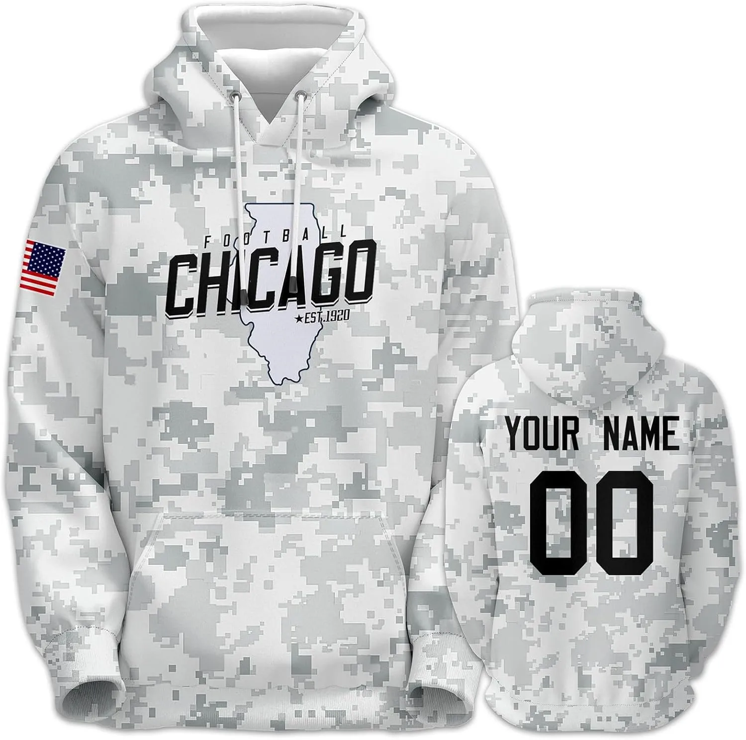 Custom Hoodie for Men Design Your Own Name and Number Football Sport Fan Sweatshirt Personalized Camo Pullover Tops