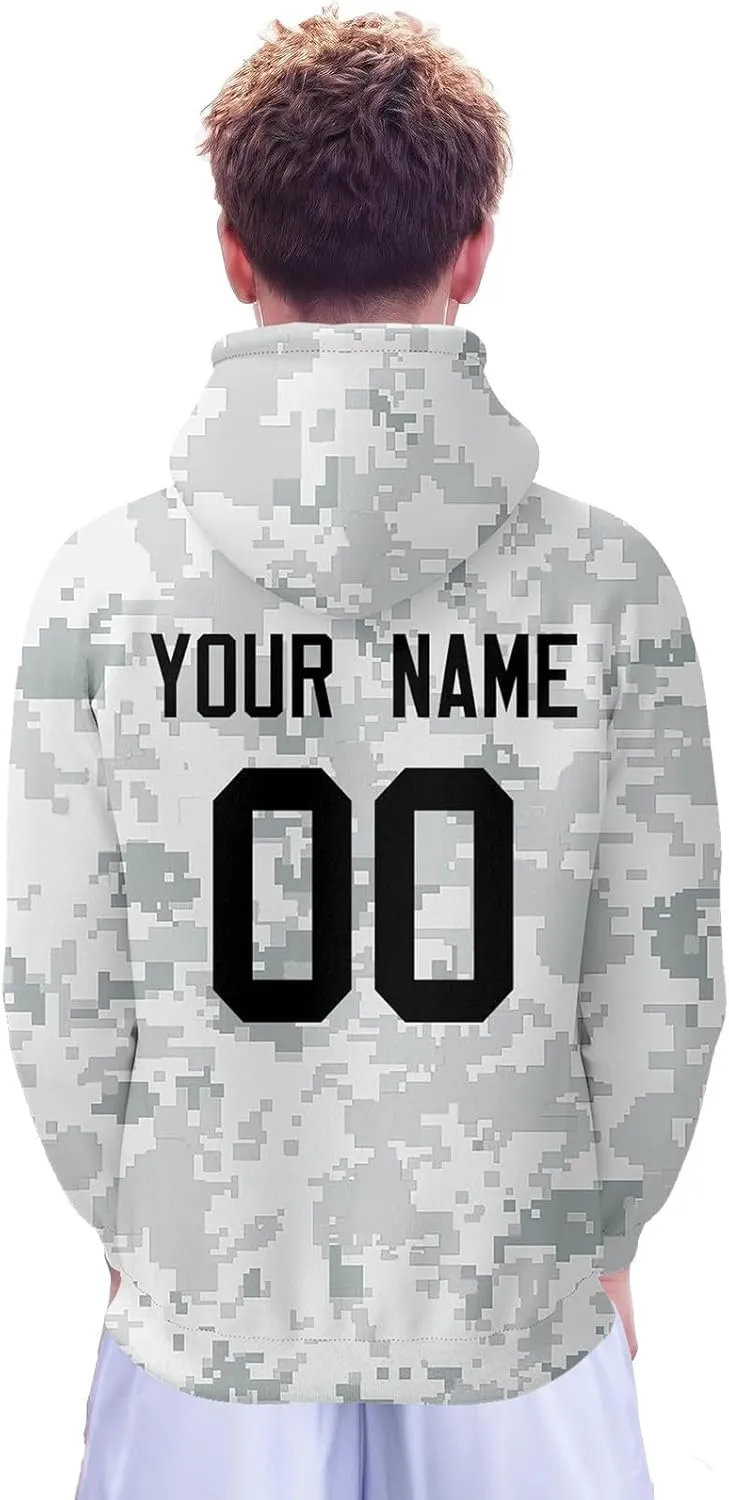 Custom Hoodie for Men Design Your Own Name and Number Football Sport Fan Sweatshirt Personalized Camo Pullover Tops