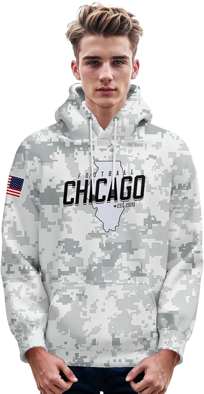 Custom Hoodie for Men Design Your Own Name and Number Football Sport Fan Sweatshirt Personalized Camo Pullover Tops