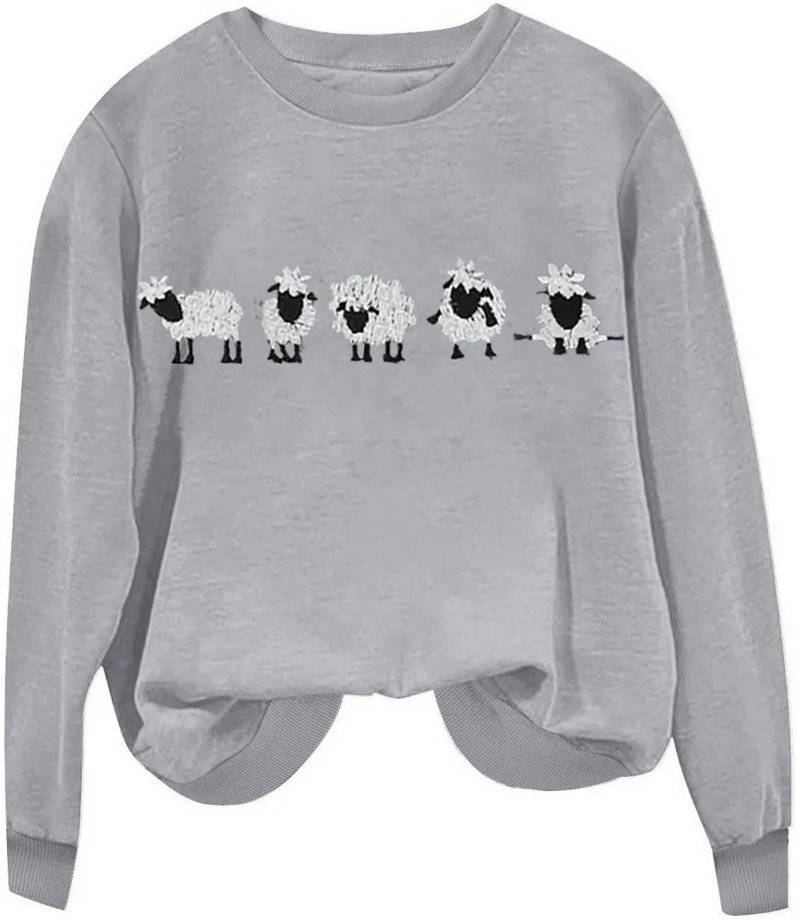 Cute Farm Animal Sweatshirt for Womens Funny Cute Sheep Animal Graphic Shirts Long Sleeve Crewneck Pullover Tops