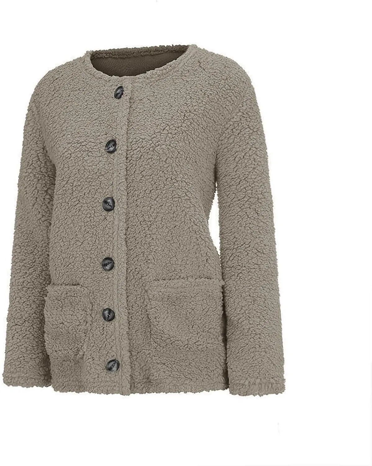 DDAPJ pyju Womens Popcorn Cardigan Sweaters Casual Button Down Sherpa Jacket Fall Winter Fuzzy Oversized Coats with Pockets