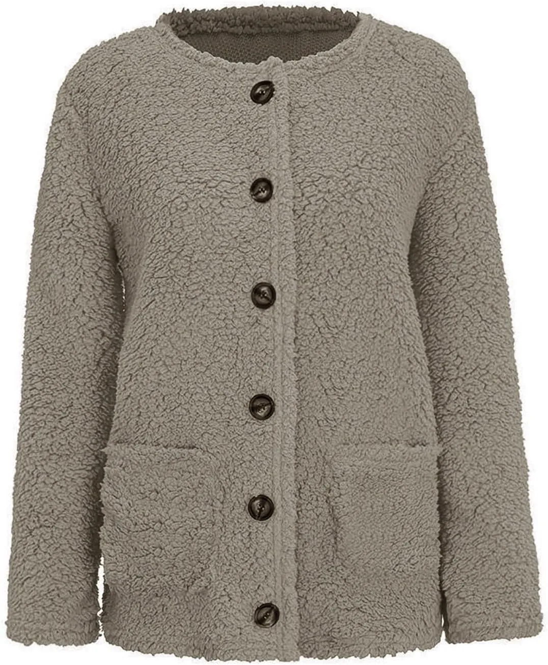 DDAPJ pyju Womens Popcorn Cardigan Sweaters Casual Button Down Sherpa Jacket Fall Winter Fuzzy Oversized Coats with Pockets