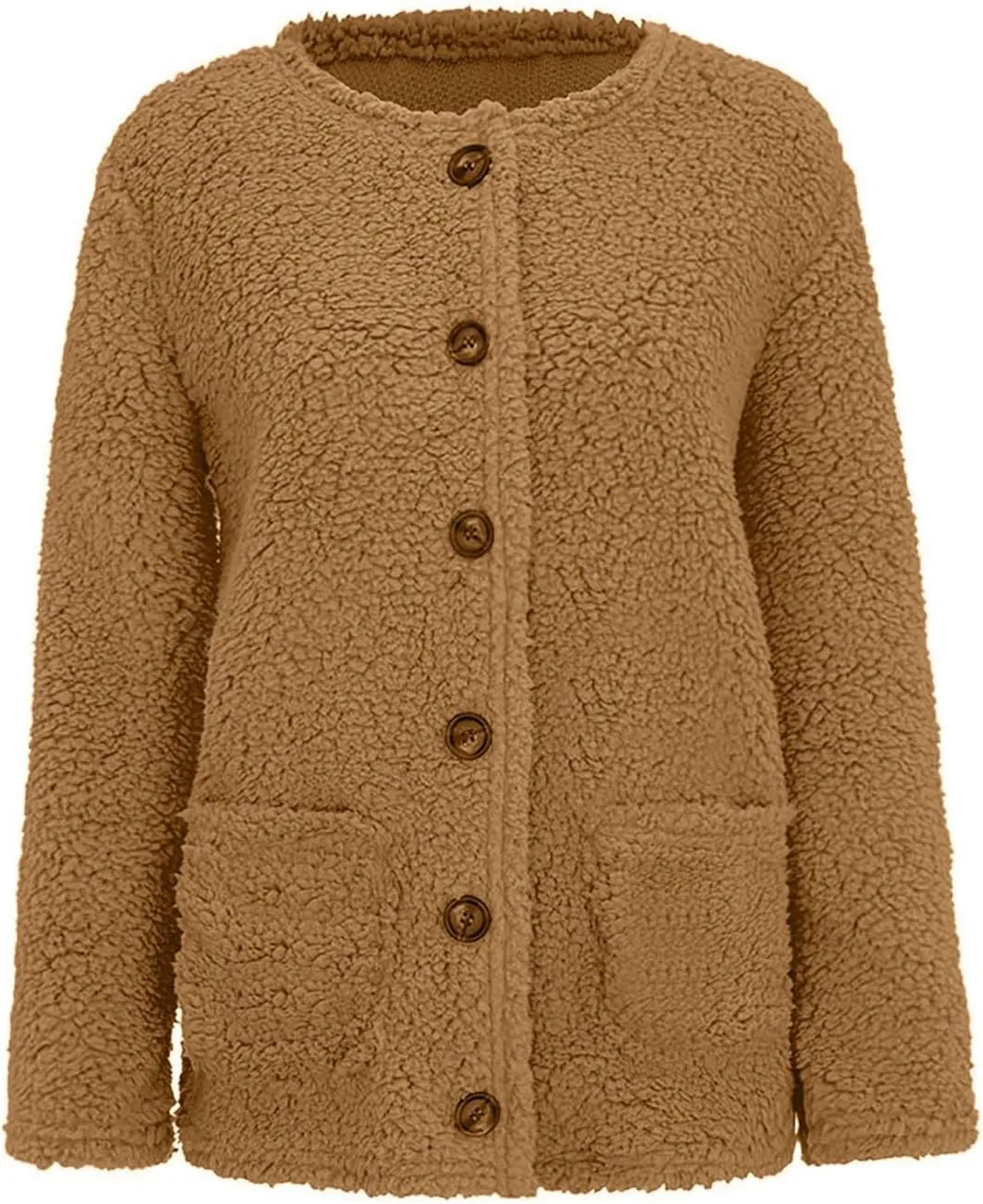 DDAPJ pyju Womens Popcorn Cardigan Sweaters Casual Button Down Sherpa Jacket Fall Winter Fuzzy Oversized Coats with Pockets
