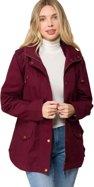 Design by Olivia Women's Lightweight Front Zipper Solid Utility Anorak Hoodie Vest/Jacket