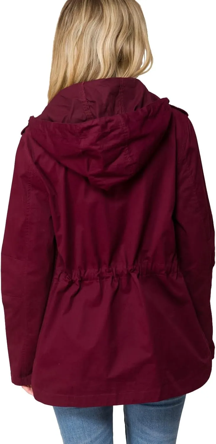 Design by Olivia Women's Lightweight Front Zipper Solid Utility Anorak Hoodie Vest/Jacket