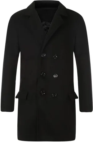 Dgoopd Mens Long Overcoat Oversized Notched Long Wool Blend Trench Coat Single Breasted Knee Length Lapel Winter Jacket