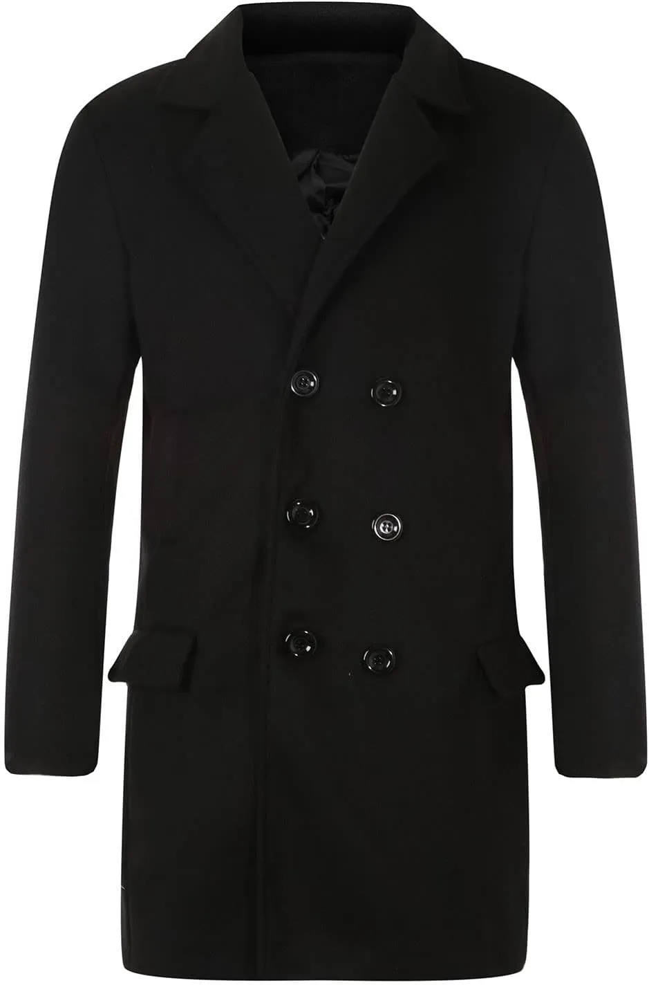 Dgoopd Mens Long Overcoat Oversized Notched Long Wool Blend Trench Coat Single Breasted Knee Length Lapel Winter Jacket