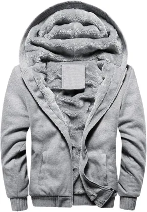 DuDubaby Men Long Sleeve Hoodie Hoodie Winter Warm Fleece Zipper Sweater Jacket Outwear Coat