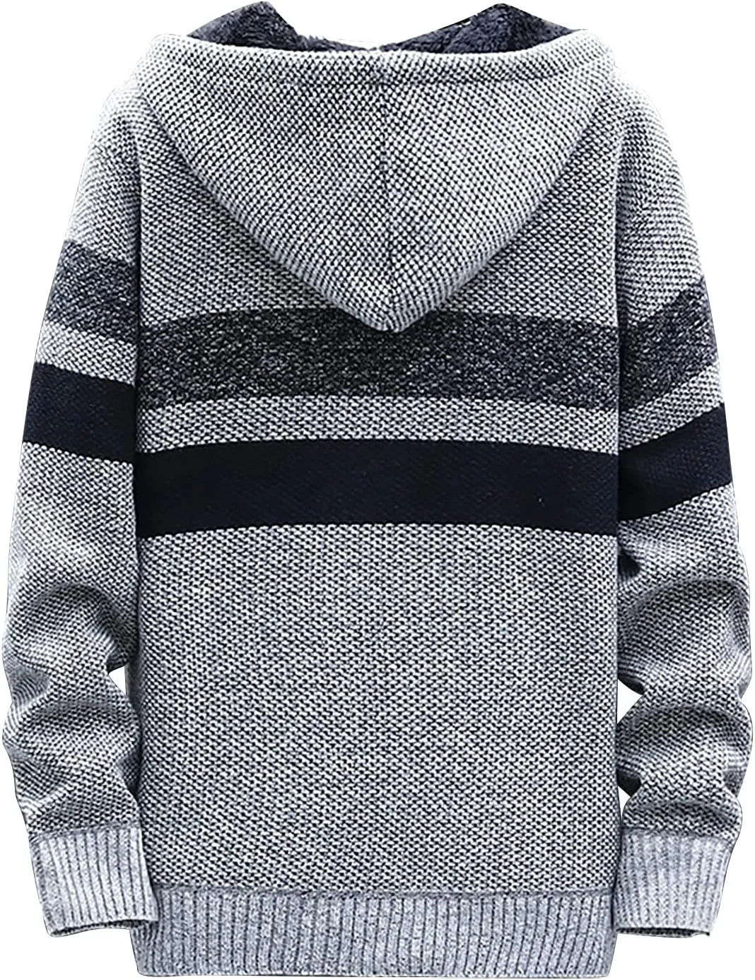 DuDubaby Men's Fall And Winter Casual Sweater Jacket Warm Knit Sweater Hooded Hoodie