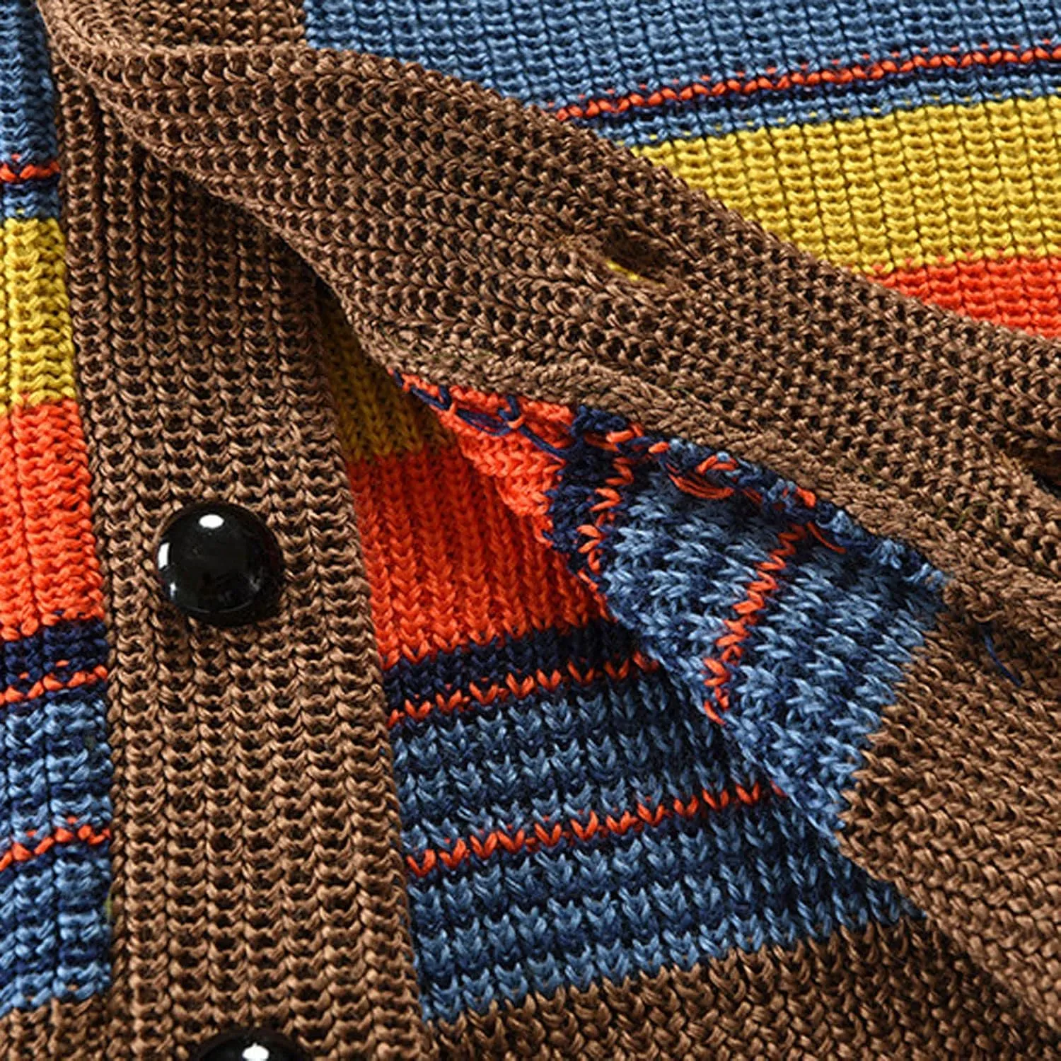 Ethnic Pattern Sweater Men Vintage Cardigan Sweater V Neck Button Down Sweaters Lightweight Knit Cardigan with Pocket