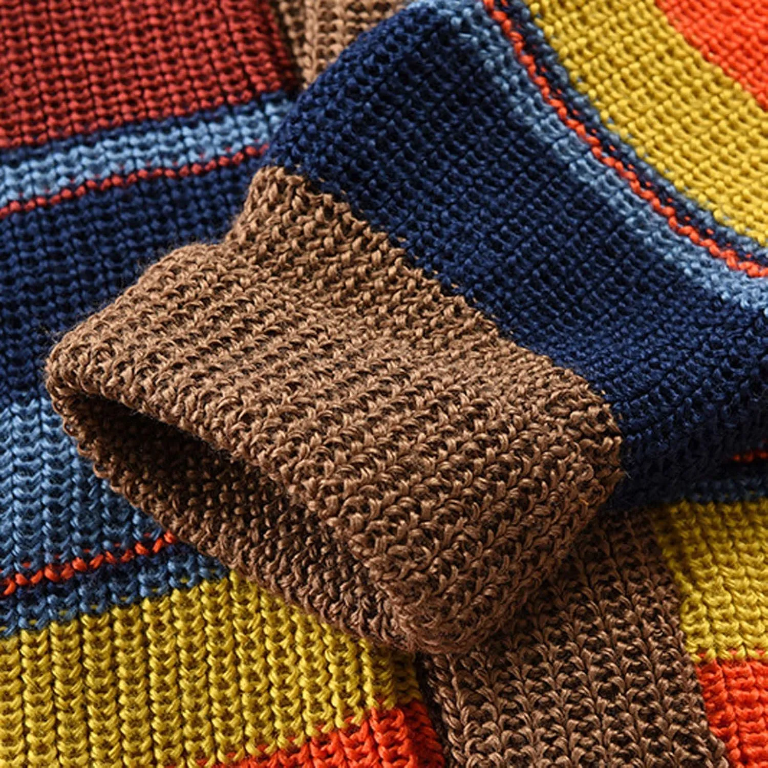 Ethnic Pattern Sweater Men Vintage Cardigan Sweater V Neck Button Down Sweaters Lightweight Knit Cardigan with Pocket