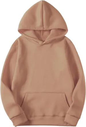 Fall Basic Fleece Women's Hoodies Classic Solid Long Sleeve Pullover Tops Casual Oversized Sweatshirt with Pocket