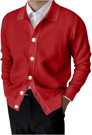 Fall Cable Knitted Sweater Cardigan Sweater for Men Lightweight Open Front V Neck Sweater Mens Fashion Cardigan Sweater