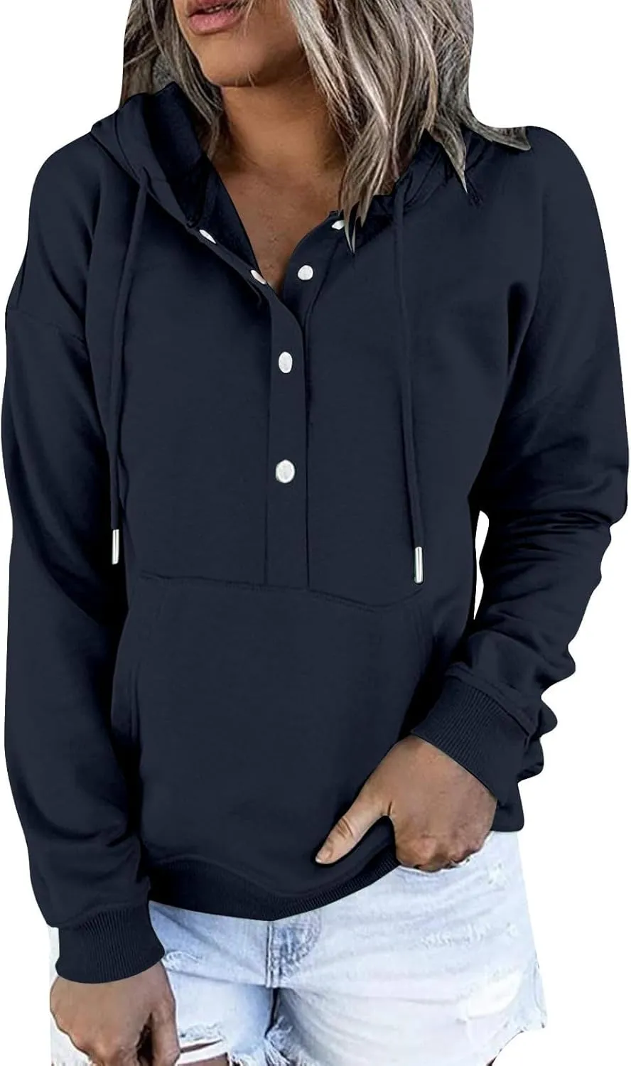 Fashion Casual Hoodies for Women Long Sleeve Pullover Tops Drawstring Hooded Sweatshirts Fall Fashion Outfits 2024