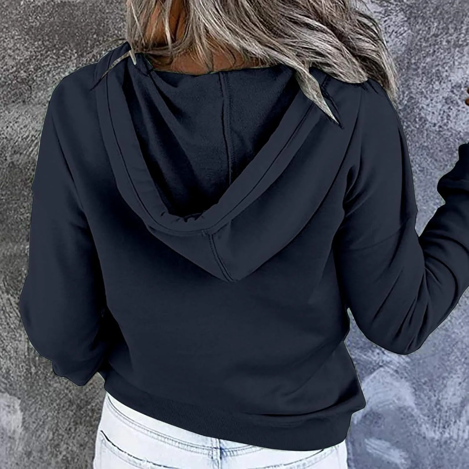 Fashion Casual Hoodies for Women Long Sleeve Pullover Tops Drawstring Hooded Sweatshirts Fall Fashion Outfits 2024