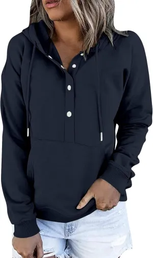 Fashion Casual Hoodies for Women Long Sleeve Pullover Tops Drawstring Hooded Sweatshirts Fall Fashion Outfits 2024