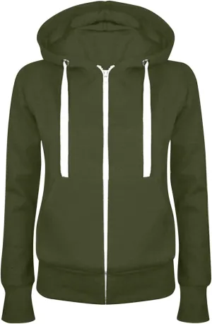 Fashion Hoodies Womens Long Sleeve Full Zip Up Lightweight Sweatshirt Casual Loose Fit Solid Color-Block Basic Jacket