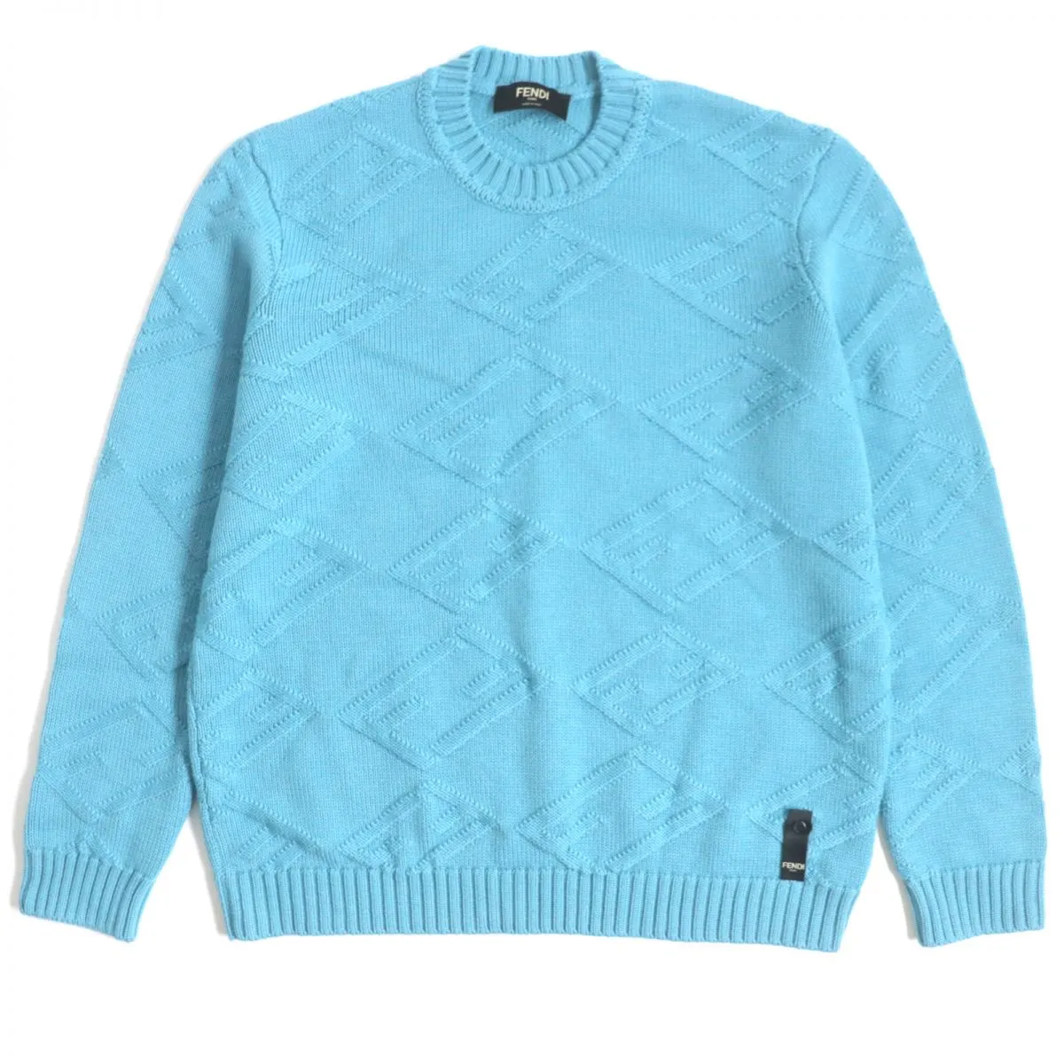 Fendi FF Logo Wool Knit Sweater Light Blue