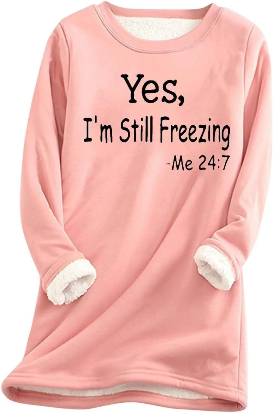 Fleece Sweatshirts for Women Sherpa Lined Winter Warm Funny Sayings Pullover Top Round Neck Long Sleeve Tunic Tops