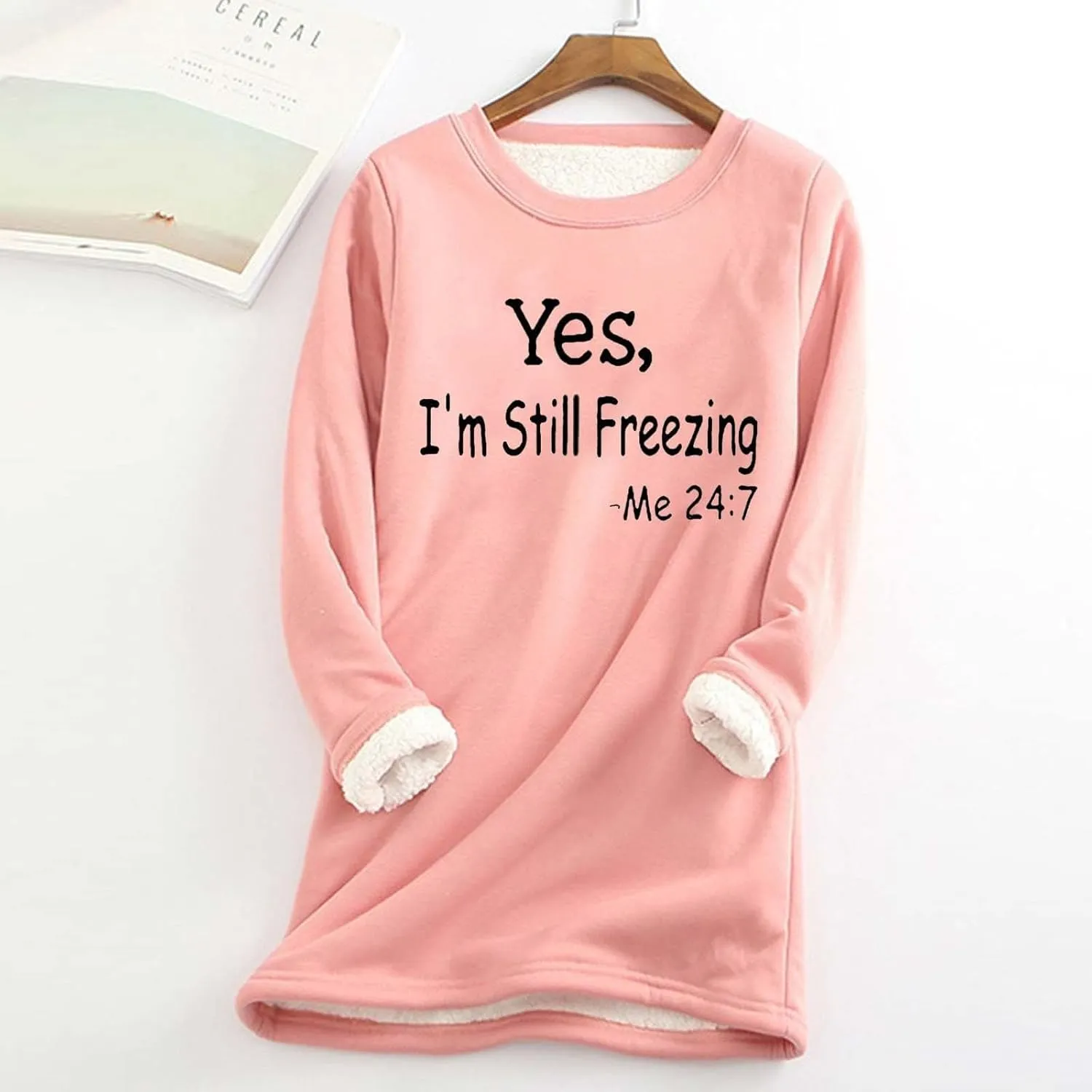 Fleece Sweatshirts for Women Sherpa Lined Winter Warm Funny Sayings Pullover Top Round Neck Long Sleeve Tunic Tops