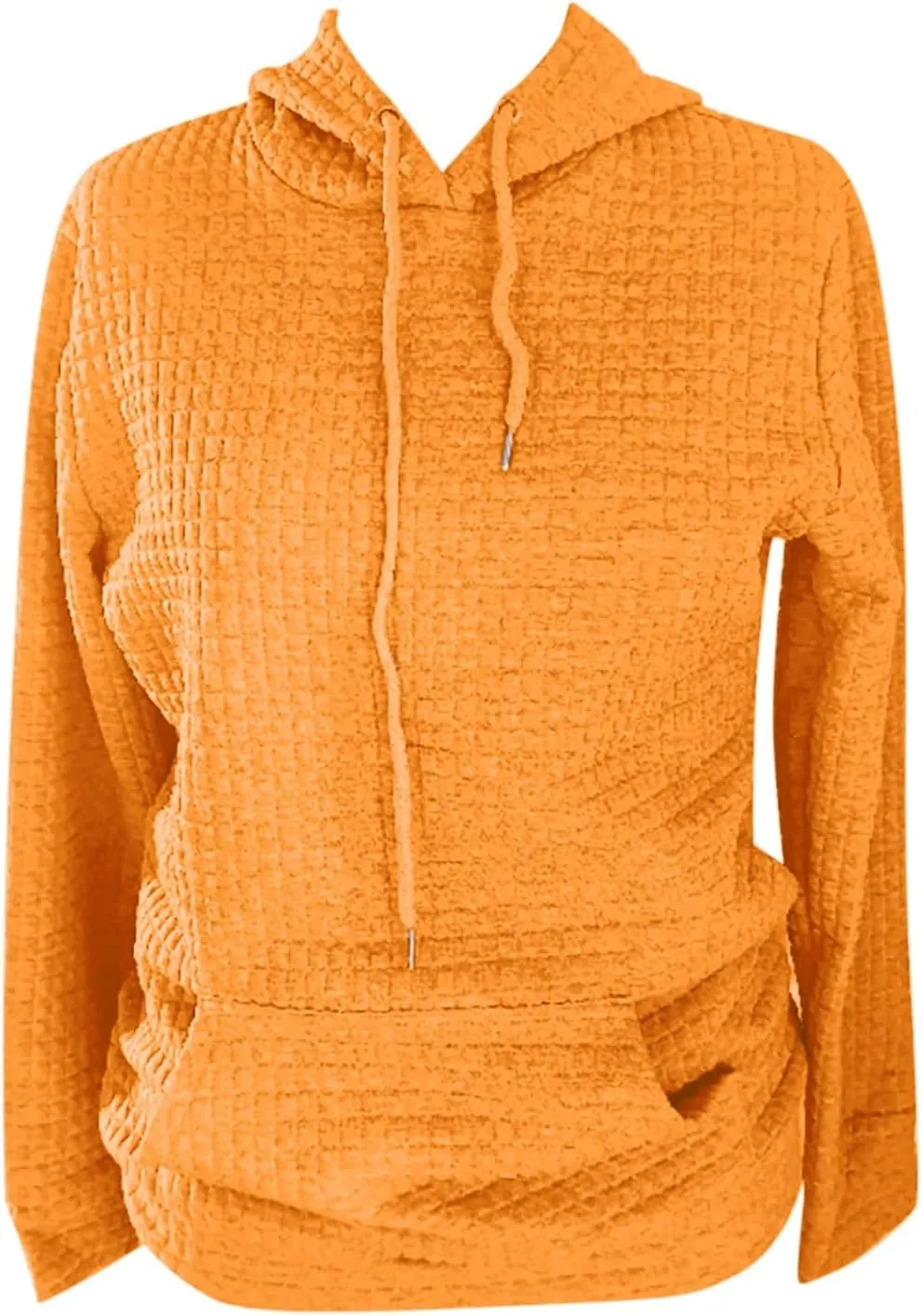 GIERIDUC Womens Oversized Hoodies Fall Winter Casual Waffle Plaid Sweatshirt Pockets Long Sleeve Drawstring Hooded Pullover