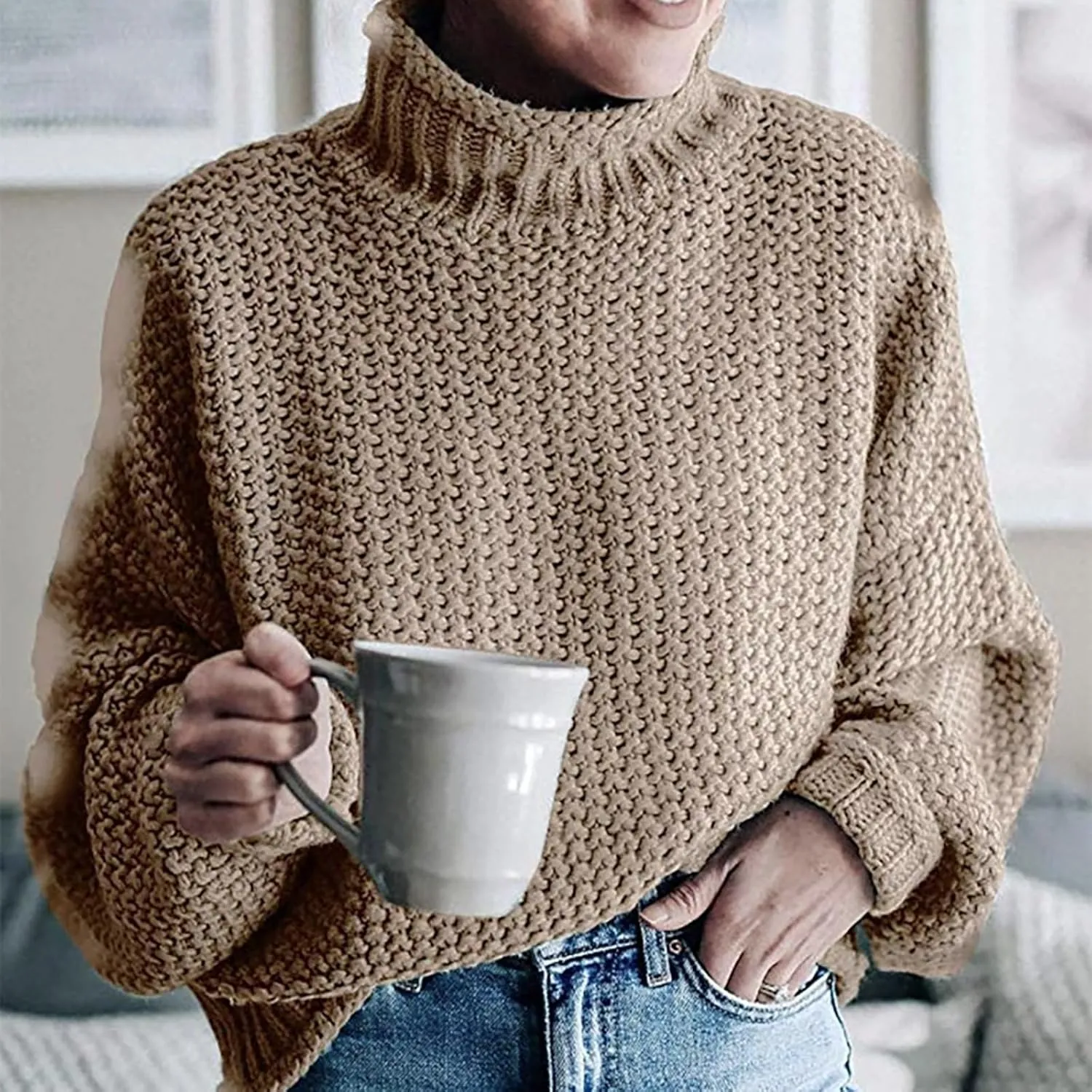 GIERIDUC Womens Pullover Sweater Plus Size Sweatshirt for Women Mock Neck Long Sleeve Casual Loose Knitted Shirt Tops