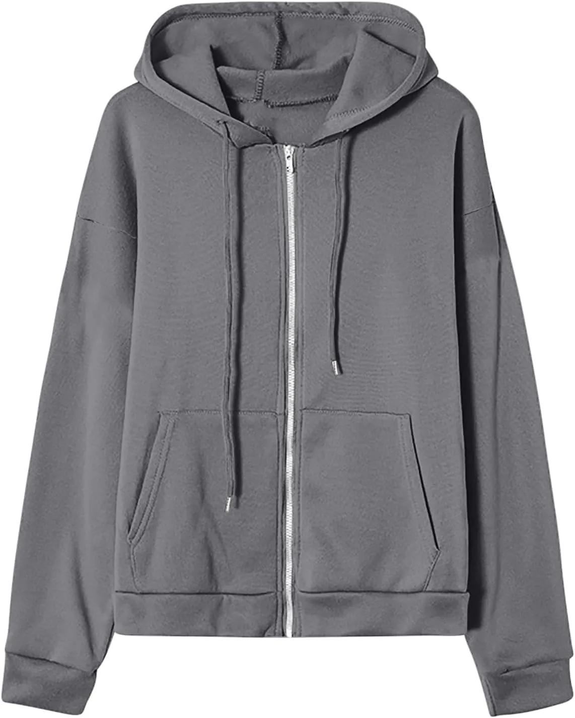 GIERIDUC Women's Zip Up Oversized Sweatshirts Fleece Jacket Coat Long Sleeve Casual Hoodies Fall Teen Girls Preppy Clothes
