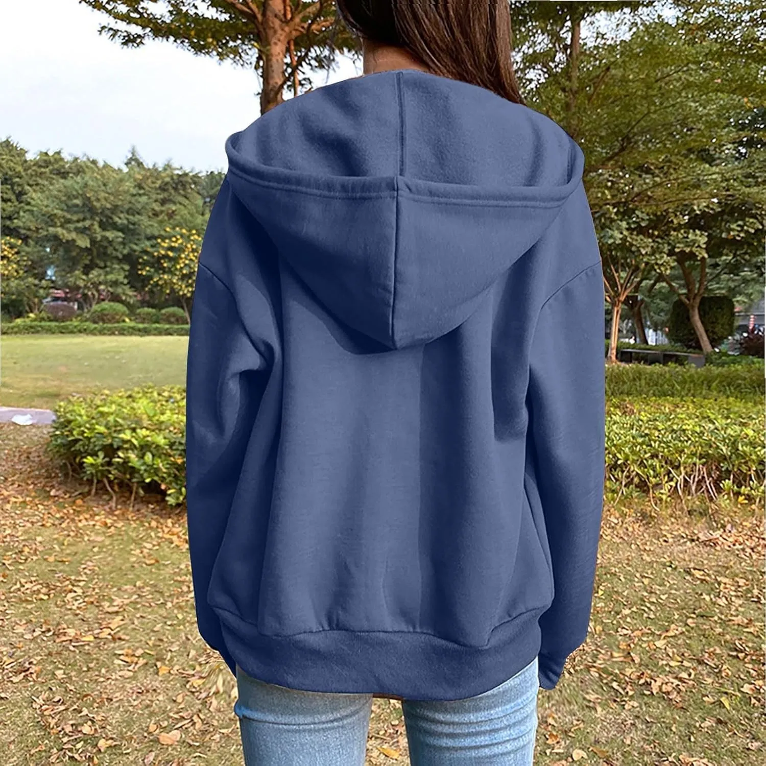 GIERIDUC Women's Zip Up Oversized Sweatshirts Fleece Jacket Coat Long Sleeve Casual Hoodies Fall Teen Girls Preppy Clothes