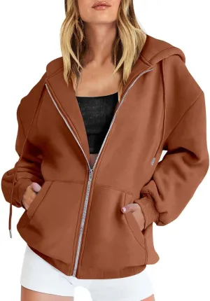 GIERIDUC Zip Up Hoodie Women 2024 Trendy Long Sleeve Sweatshirts Jacket Casual Athletic Hooded Track Jacket with Pockets