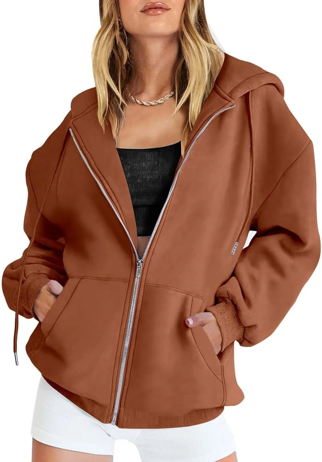 GIERIDUC Zip Up Hoodie Women 2024 Trendy Long Sleeve Sweatshirts Jacket Casual Athletic Hooded Track Jacket with Pockets