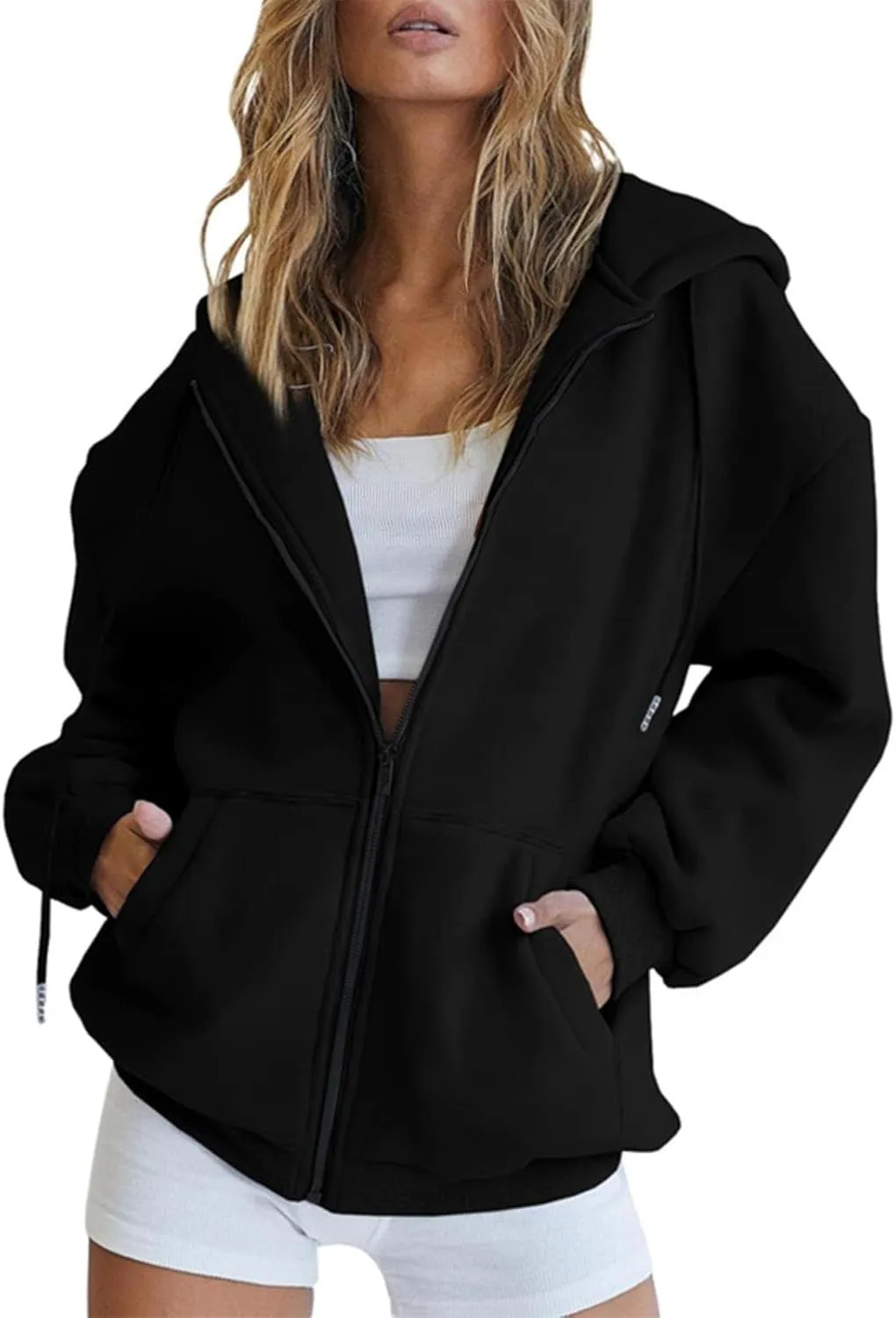 GIERIDUC Zip Up Hoodie Women 2024 Trendy Long Sleeve Sweatshirts Jacket Casual Athletic Hooded Track Jacket with Pockets