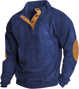 GOFULY Men'S Fashion Hoodies & Sweatshirts Corduroy Henley Pullover Lapel Collar Butto Down Sweaters Stand Collar Shirts