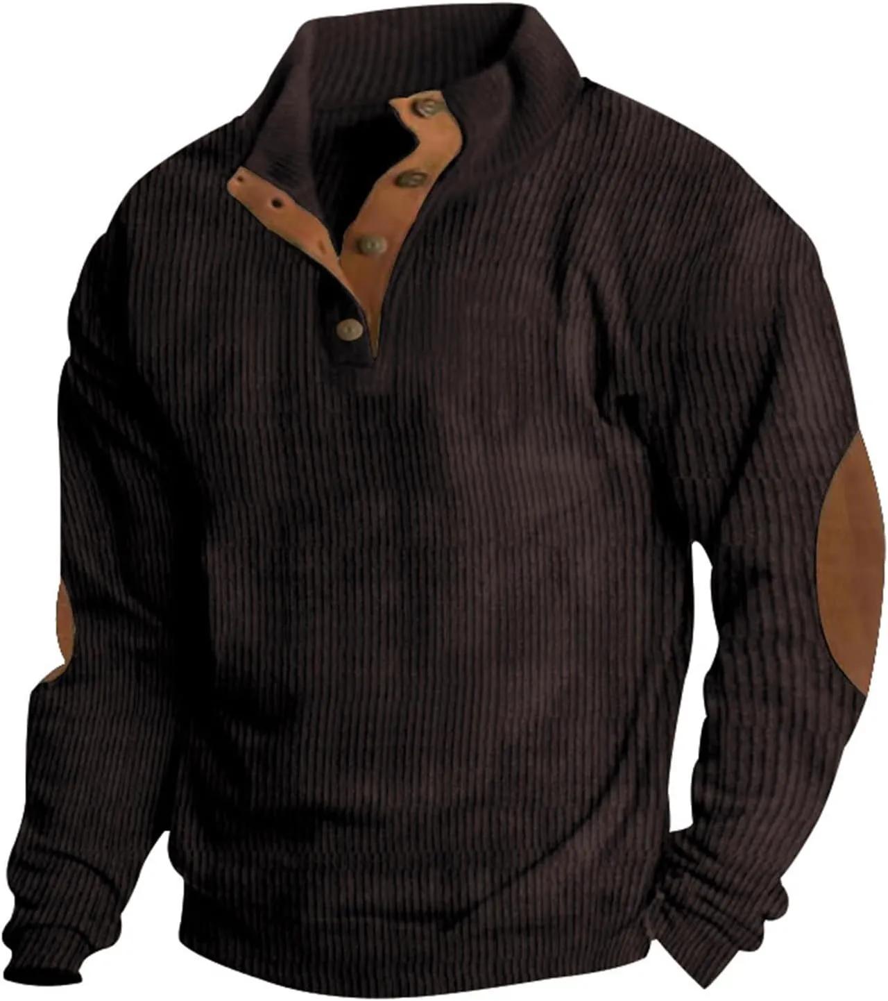 GOFULY Men'S Fashion Hoodies & Sweatshirts Corduroy Henley Pullover Lapel Collar Butto Down Sweaters Stand Collar Shirts