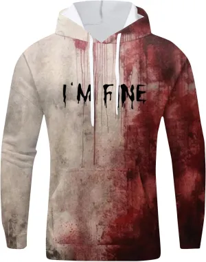 GOFULY Problem Solved Bloody Halloween Hoodies For Men Y2K Fall Halloween Sweatshirts Long Sleeve Winter 2024 Pullover