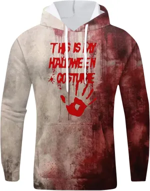 GOFULY Problem Solved Bloody Halloween Hoodies For Men Y2K Fall Halloween Sweatshirts Long Sleeve Winter 2024 Pullover