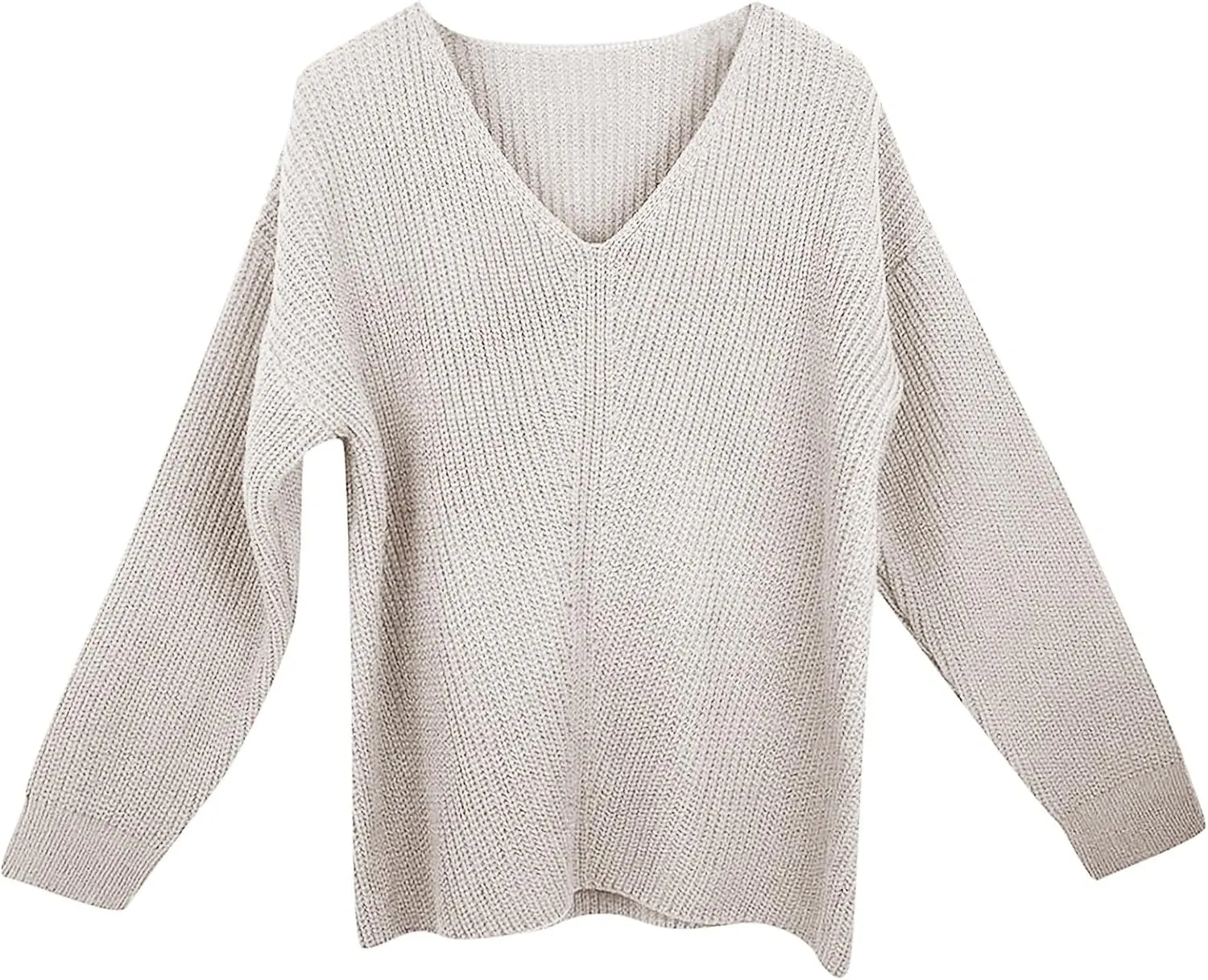Gumipy Womens V Neck Sweaters Cable Knit Oversized Sweaters Trendy Long Sleeve Tunic Sweaters Soft Chunky Sweater Pullover