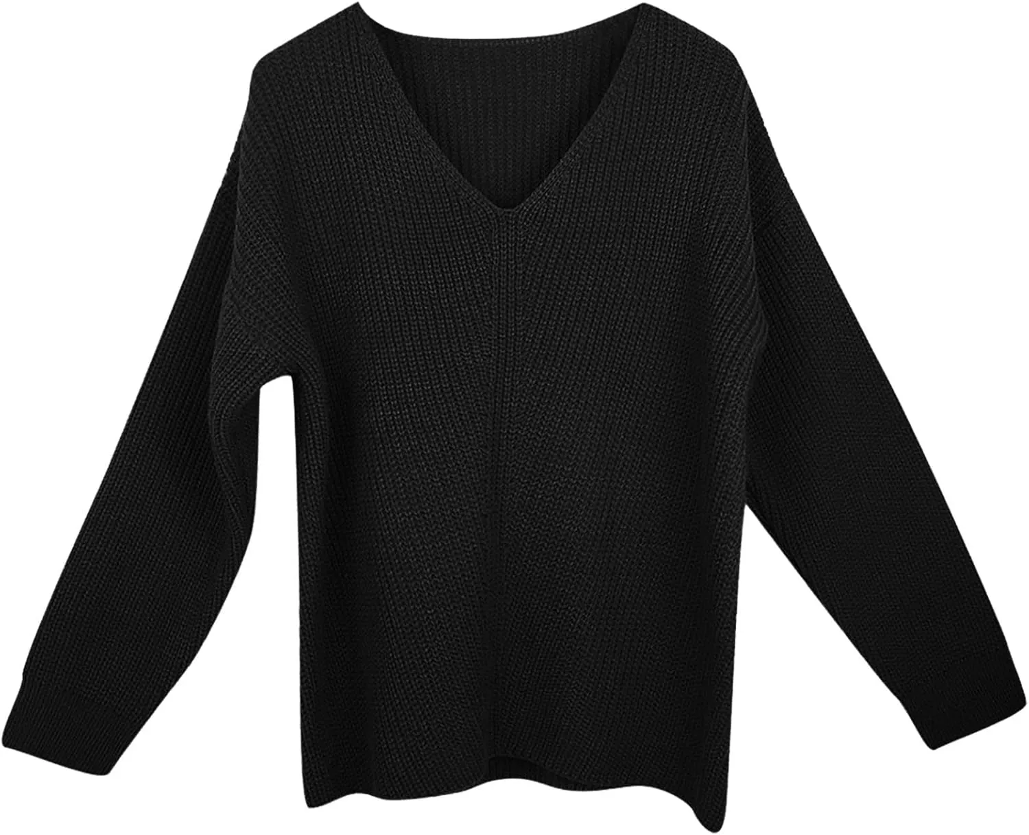 Gumipy Womens V Neck Sweaters Cable Knit Oversized Sweaters Trendy Long Sleeve Tunic Sweaters Soft Chunky Sweater Pullover