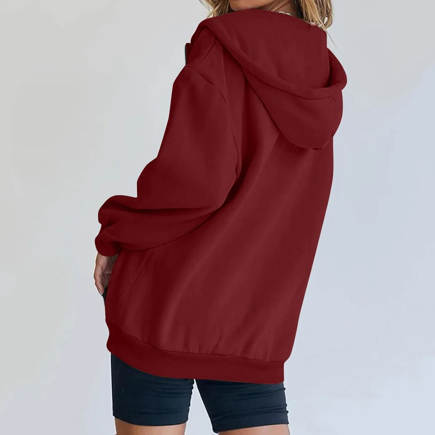 Half Zip Hoodies for Women Trendy Fleece Long Sleeve Oversized Sweatshirt Preppy Cute Pullover Sweaters with Pockets